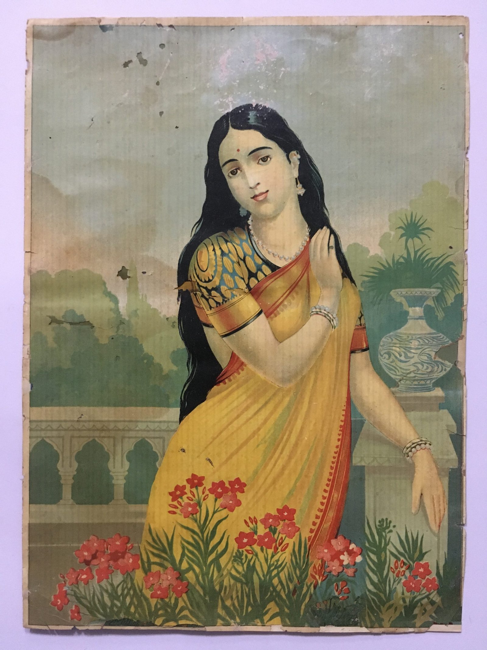 Original India Vintage Print KANAKTARA. Ravi Varma 10in x 14in