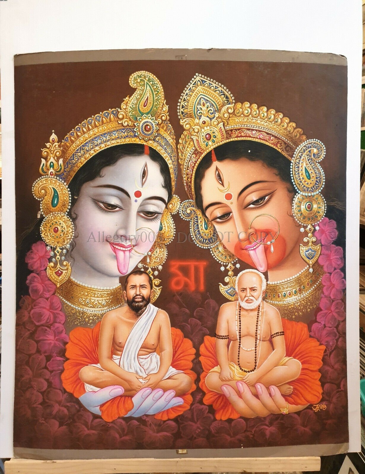 India KALI RAMAKRISHNA AND DEVOTEE 22in x 26.50in