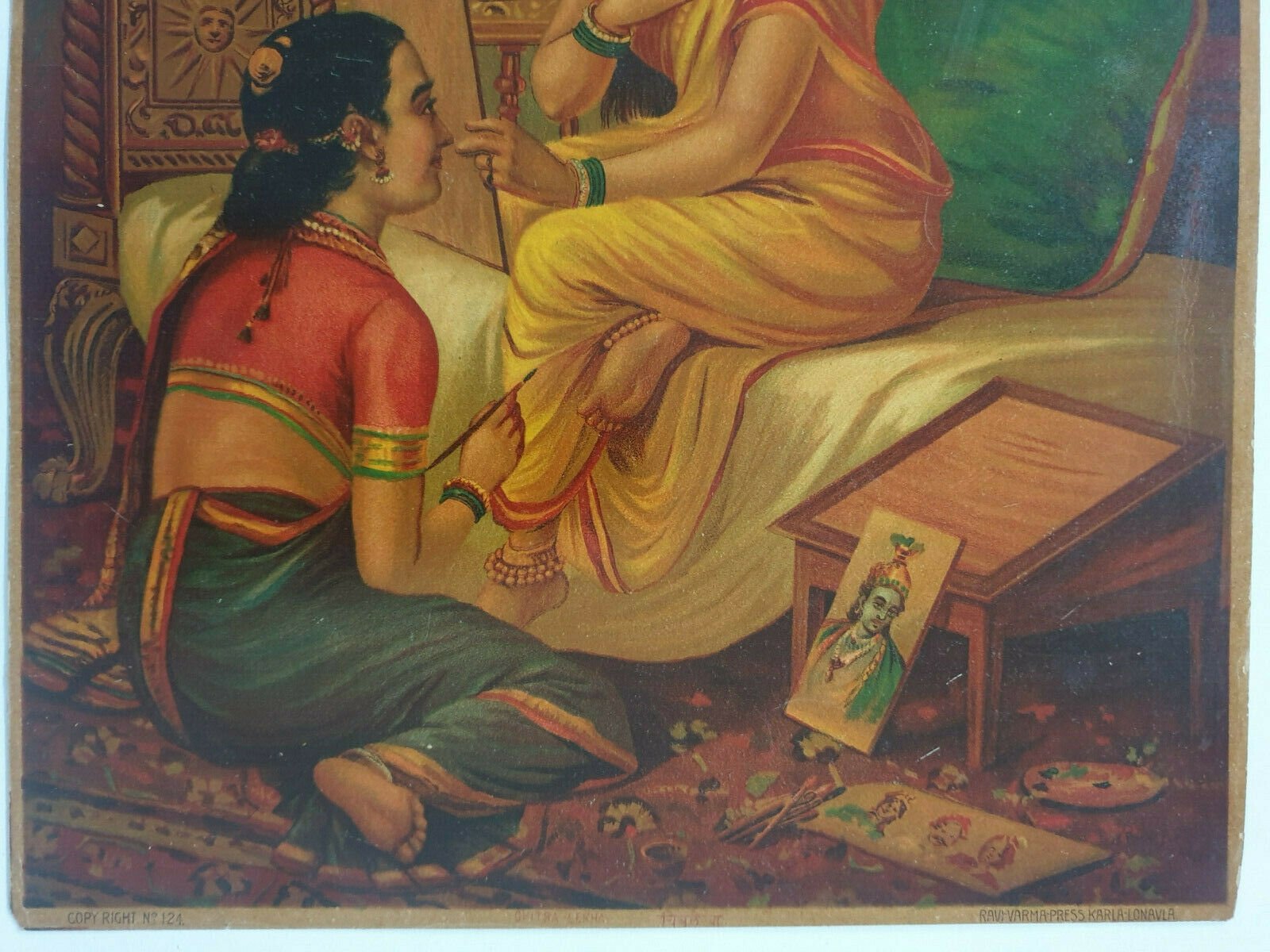India Vintage Oleograph CHITRALEKHA. Ravi Varma - Image 5