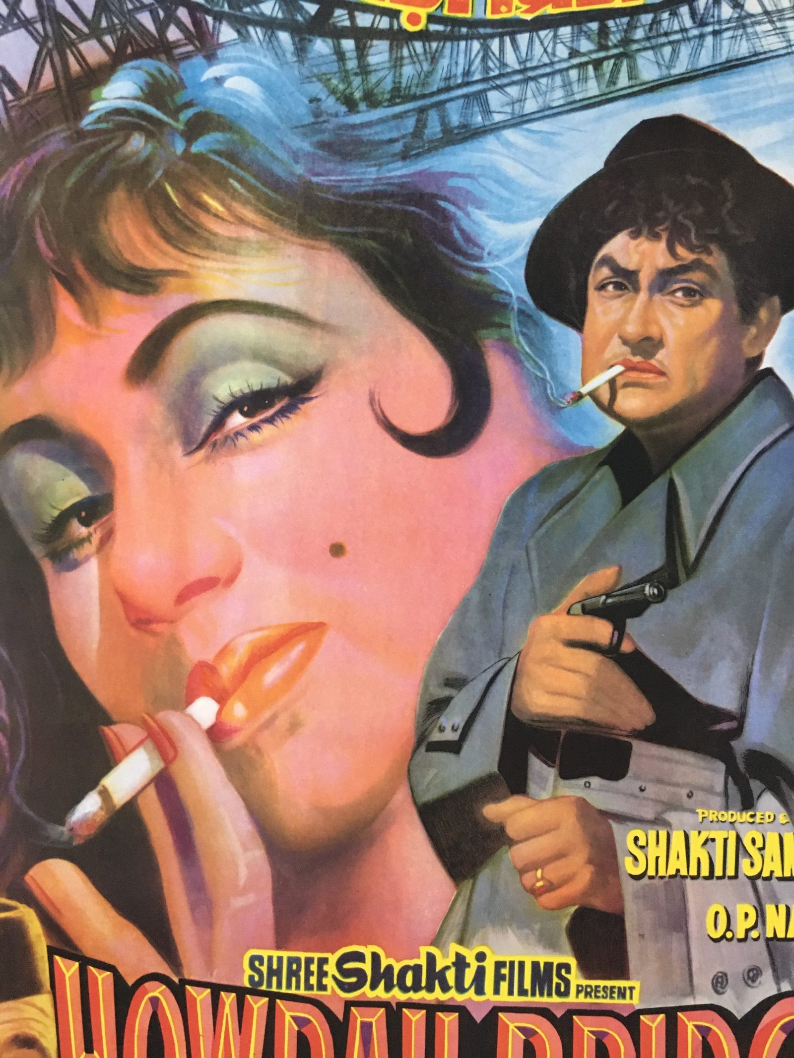 1958 Bollywood Poster HOWRAH BRIDGE Madhubala Ashok Kumar - Image 2