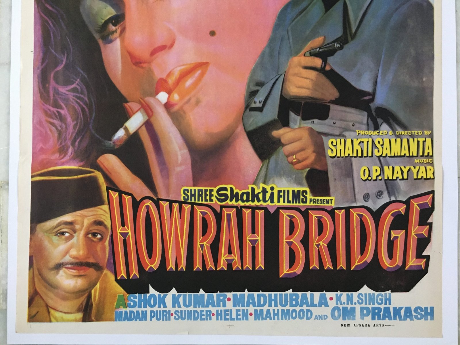 1958 Bollywood Poster HOWRAH BRIDGE Madhubala Ashok Kumar - Image 4