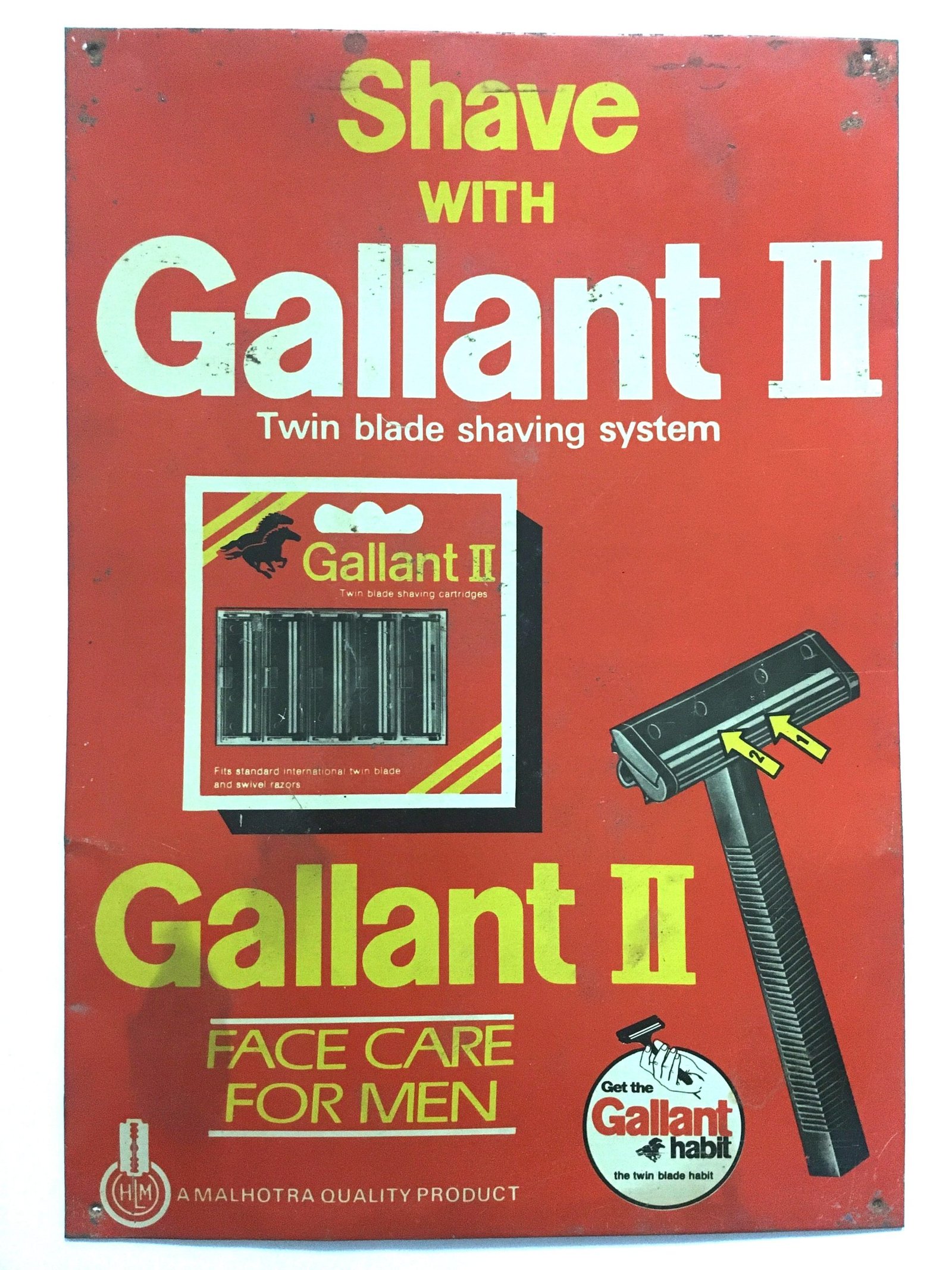Vintage Tin Sign GALLANT TWIN BLADE SHAVING 8.75in x 12.50in