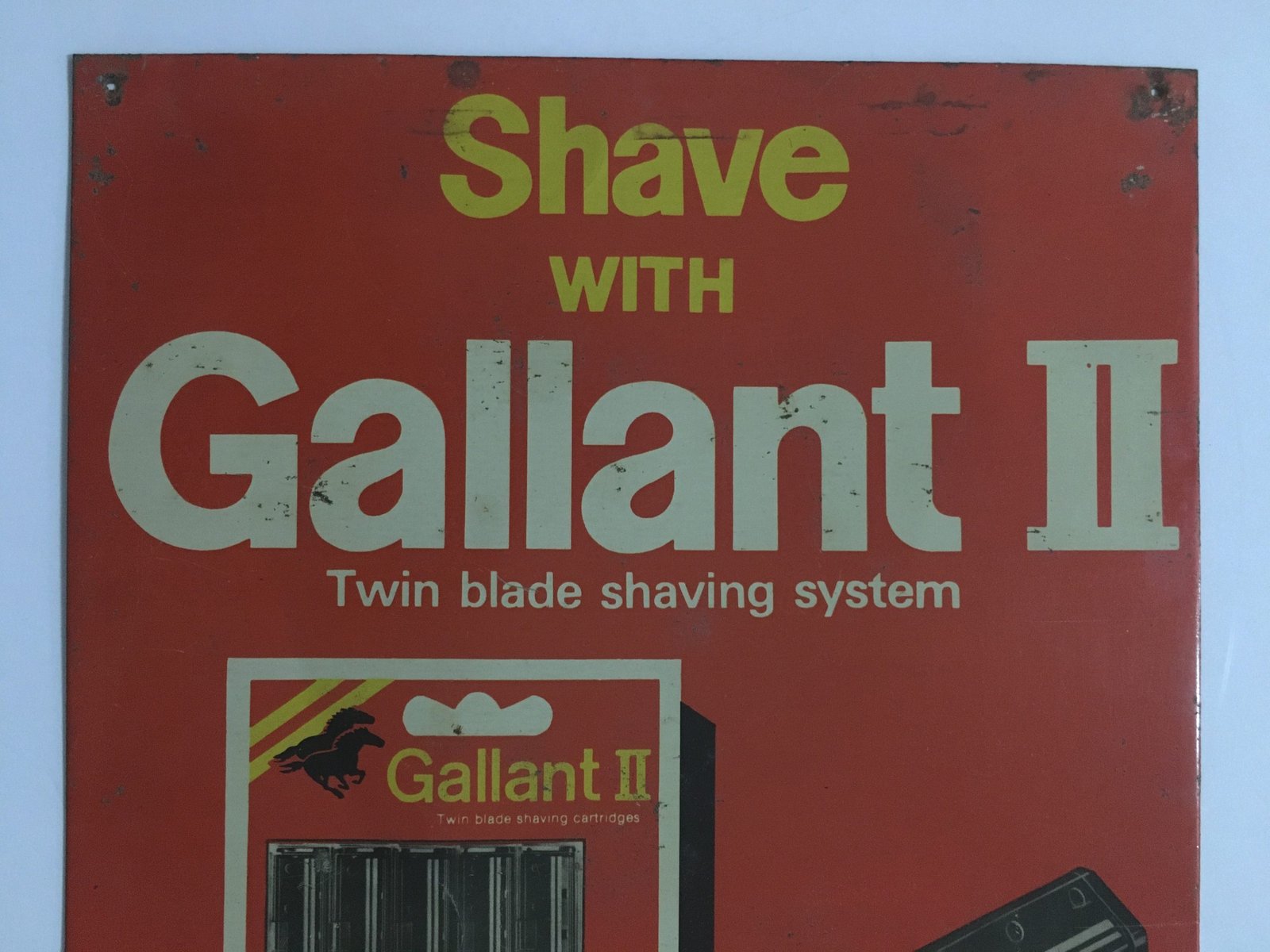 Vintage Tin Sign GALLANT TWIN BLADE SHAVING 8.75in x 12.50in - Image 3