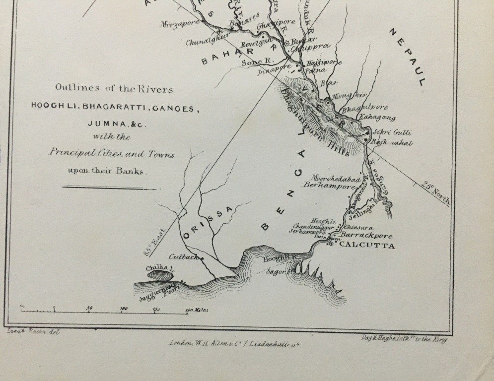 1837 Bacon Map. Hooghli Bhagaratti Ganges Jumna etc - Image 4