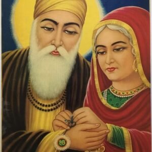 India 50's Sikh Print GURU NANAK DEV JI. 13in x 19in