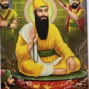 India 60's Sikh Print GURU ARJUN DEVI JI. Artist- KP Sivam 13in x 19in